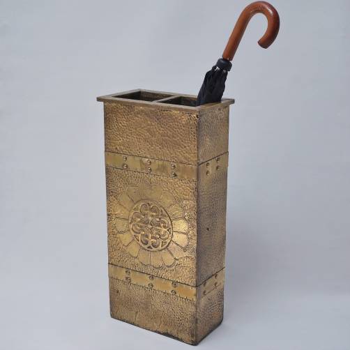 Aesthetic Movement antique umbrella stand, brass, William Tonks style, 1890`s ca, English